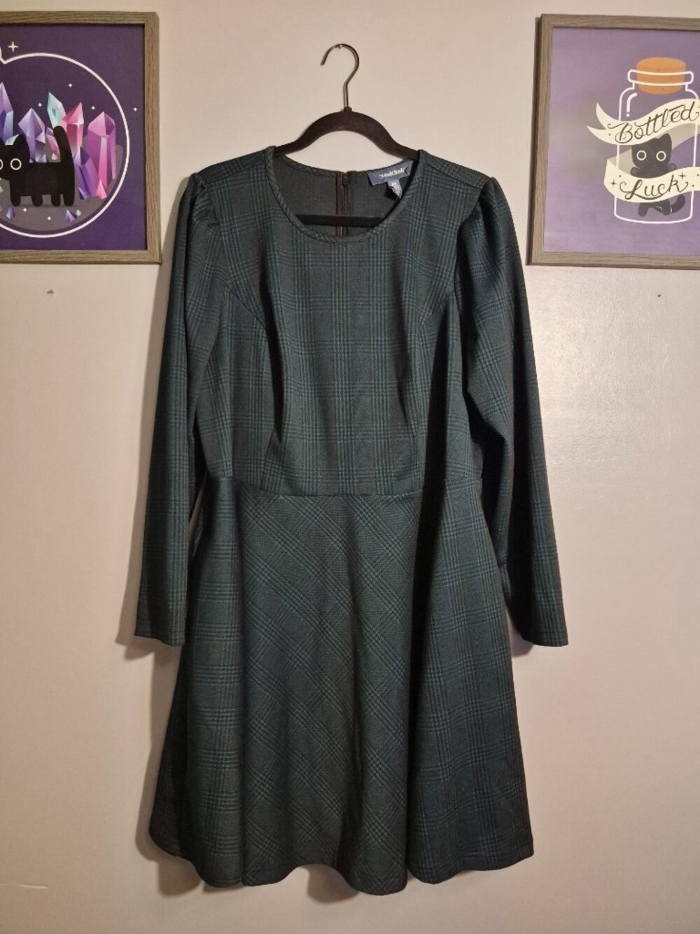 Green and Black Plaid Dress